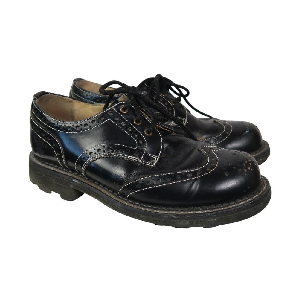 John Fluevog Michael Black Leather Wingtipped Derby Lace-Up Shoes Mens 5